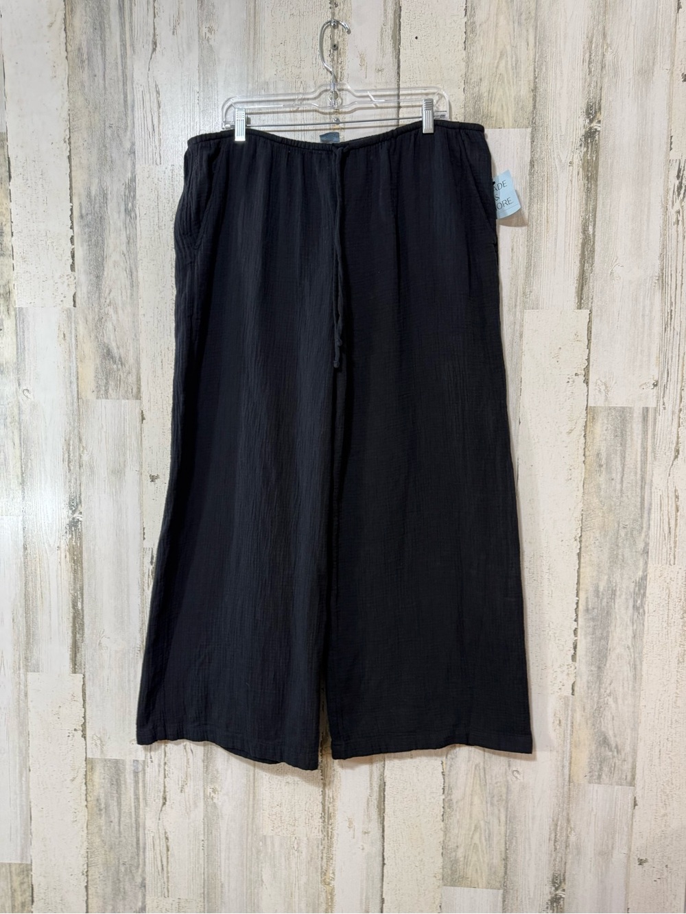 Shade & Shore Sheer Gauzy Cotton Black Wide-Leg Lightweight Swim Coverup Pants
